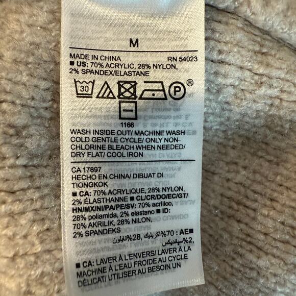 Old Navy Open Front Chunky Knit Cardigan M Taupe Beige Ribbed Fall Winter Cozy - Picture 8 of 10